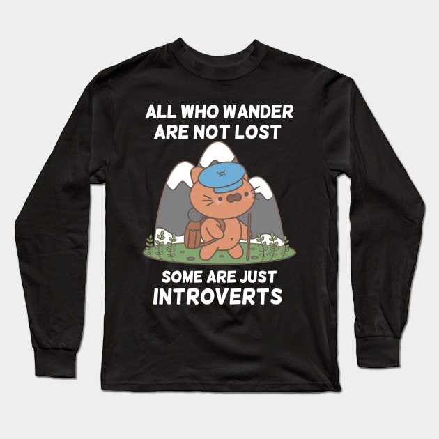 Funny Introvert Lost Wandering Cat in the Wilderness Long Sleeve T-Shirt by MedleyDesigns67